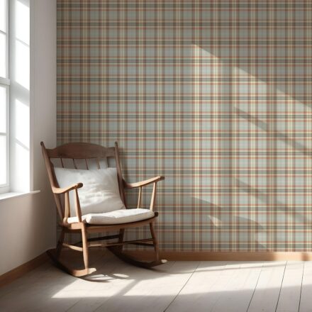 'Grapevine' Geometric Plaid Checkered Wallpaper (Orange/ Sage Gray/ Brown/ Cream) - Image 5