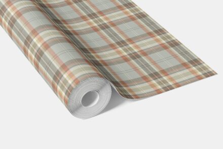 'Grapevine' Geometric Plaid Checkered Wallpaper (Orange/ Sage Gray/ Brown/ Cream) - Image 3