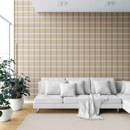 'Bastille' Neutral Geometric Plaid Checkered Wallpaper (Warm Taupe/ Beige/ Brown/ Cream) - Image 6