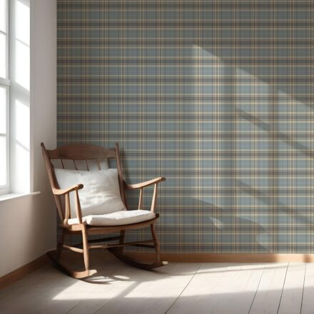 'Mystic Dream' Geometric Plaid Checkered Wallpaper (Gray/ Blue/ Beige/ Brown) - Image 5
