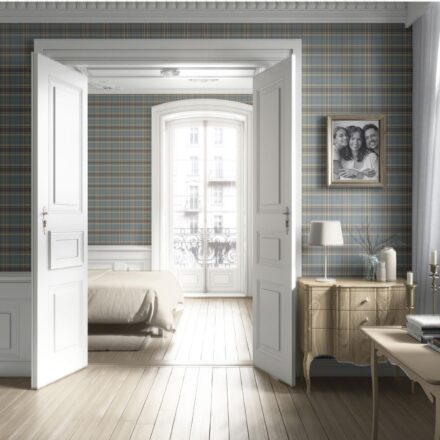 'Mystic Dream' Geometric Plaid Checkered Wallpaper (Gray/ Blue/ Beige/ Brown) - Image 4
