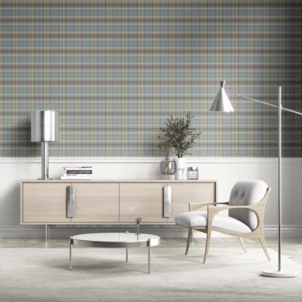 'Mystic Dream' Geometric Plaid Checkered Wallpaper (Gray/ Blue/ Beige/ Brown) - Image 2