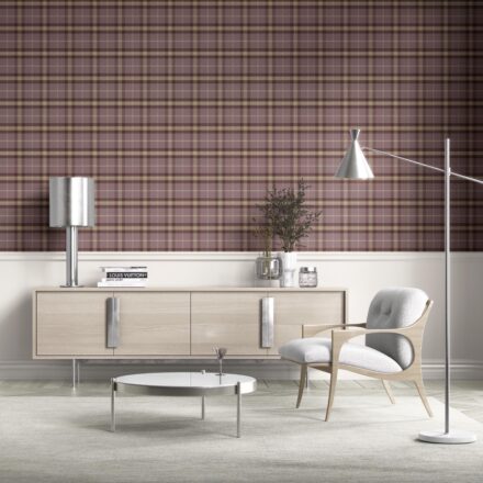 'Ottavia' Geometric Plaid Checkered Wallpaper (Purple/ Mauve/ Pink/ Cream) - Image 2