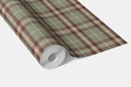 'Melyna' Geometric Plaid Checkered Wallpaper (Olive Green/ Red/ Beige) - Image 3