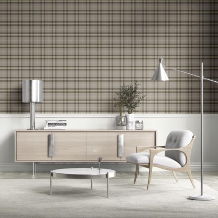'Wind Sand' Geometric Plaid Checkered Wallpaper (Gray/ Cedar Brown) - Image 2