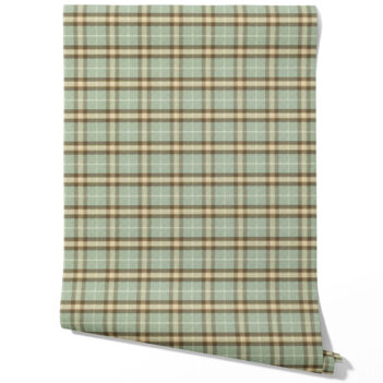 'Dusty Dew' Geometric Plaid Checkered Wallpaper (Green/ Brown/ Beige)