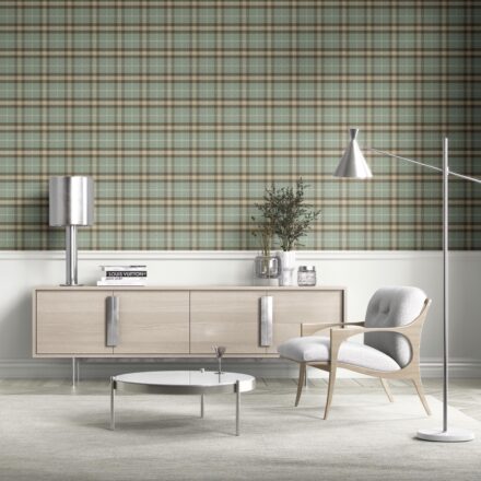 'Dusty Dew' Geometric Plaid Checkered Wallpaper (Green/ Brown/ Beige) - Image 2