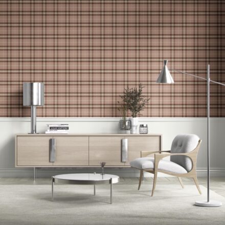 'Montebello' Geometric Plaid Checkered Wallpaper (Blush Rose Pink/ Brown/ Beige) - Image 2