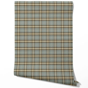 'Cherise' Geometric Plaid Checkered Wallpaper (Blue-Gray/ Brown)