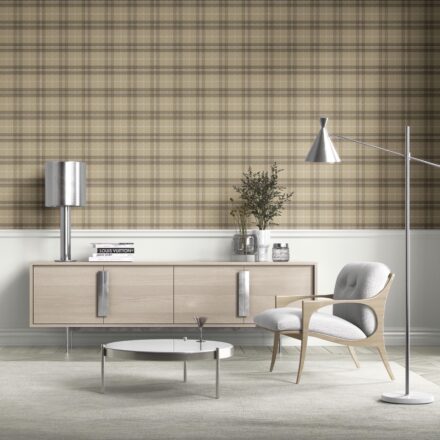 'Lindmere' Neutral Geometric Plaid Checkered Wallpaper (Beige/ Brown/ Taupe) - Image 2
