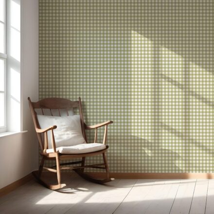 'Wave Stream' Geometric Gingham Checkered Wallpaper (Green) - Image 5