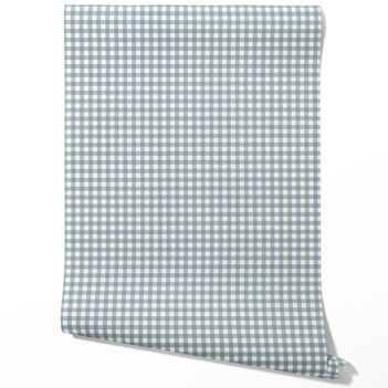'Rain Star' Geometric Gingham Checkered Wallpaper (Blue)