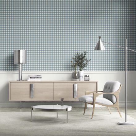 'Rain Star' Geometric Gingham Checkered Wallpaper (Blue) - Image 3