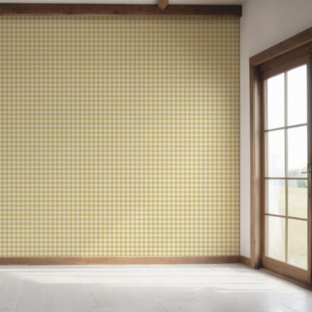 'Talavera' Geometric Gingham Checkered Wallpaper (Yellow) - Image 7