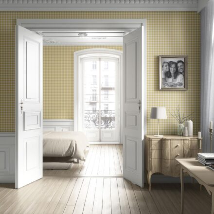 'Talavera' Geometric Gingham Checkered Wallpaper (Yellow) - Image 2