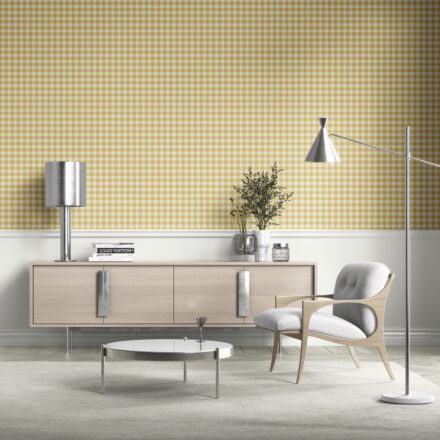 'Talavera' Geometric Gingham Checkered Wallpaper (Yellow) - Image 3