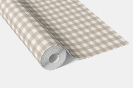 'Fiorella' Neutral Geometric Gingham Checkered Wallpaper (Oatmeal Beige/ Soft Taupe) - Image 4