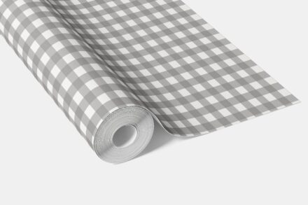 'Paper Scroll' Neutral Geometric Gingham Checkered Wallpaper (Gray) - Image 4