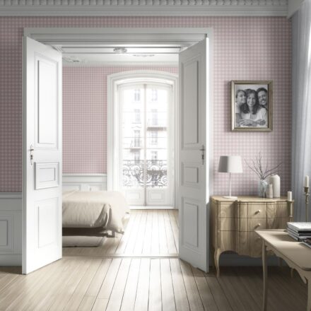 'Swanlike' Geometric Gingham Checkered Wallpaper (Pink) - Image 2