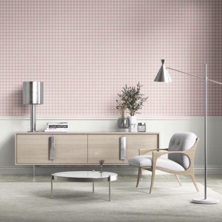 'Swanlike' Geometric Gingham Checkered Wallpaper (Pink) - Image 3