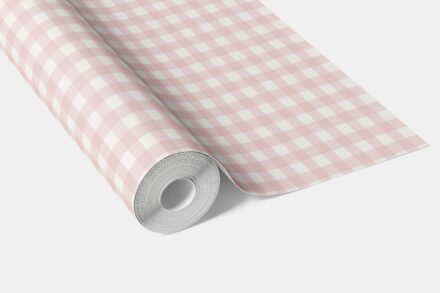 'Swanlike' Geometric Gingham Checkered Wallpaper (Pink) - Image 4