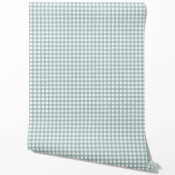 'Rattan' Geometric Gingham Checkered Wallpaper (Seaglass Blue)