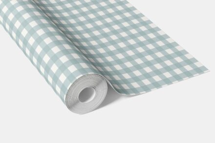 'Rattan' Geometric Gingham Checkered Wallpaper (Seaglass Blue) - Image 4