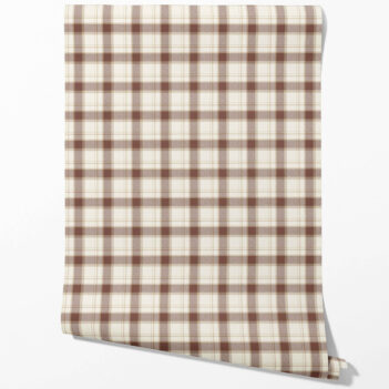 'Brick Lane' Neutral Geometric Plaid Checkered Wallpaper (Brown/ Off-White)