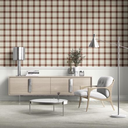 'Brick Lane' Neutral Geometric Plaid Checkered Wallpaper (Brown/ Off-White) - Image 2