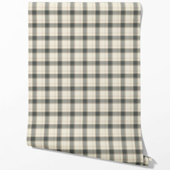 'Piqua' Neutral Geometric Plaid Checkered Wallpaper (Charcoal Black/ Off-White/ Beige)