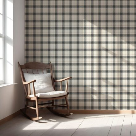 'Piqua' Neutral Geometric Plaid Checkered Wallpaper (Charcoal Black/ Off-White/ Beige) - Image 5