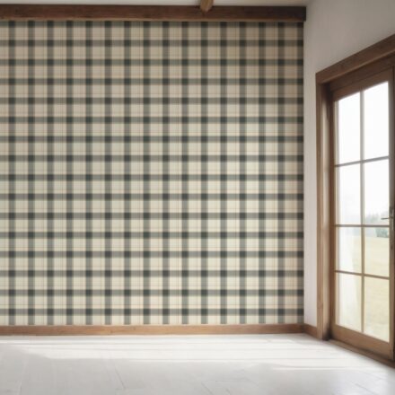 'Piqua' Neutral Geometric Plaid Checkered Wallpaper (Charcoal Black/ Off-White/ Beige) - Image 7