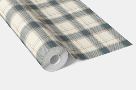 'Fig Bay' Neutral Geometric Plaid Checkered Wallpaper (Teal Blue/ Off-White/ Beige) - Image 3