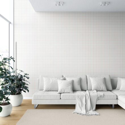 'Ironbark' Windowpane Checkered/ Plaid Wallpaper (Pink/ White/ Taupe) - Image 6