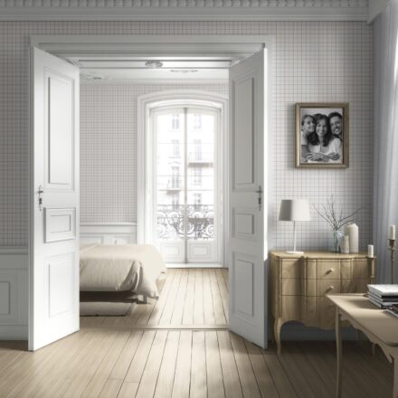 'Ironbark' Windowpane Checkered/ Plaid Wallpaper (Pink/ White/ Taupe) - Image 4