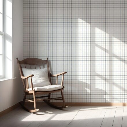 'Rock Way' Windowpane Checkered/ Plaid Wallpaper (Navy Blue/ White/ Taupe) - Image 5
