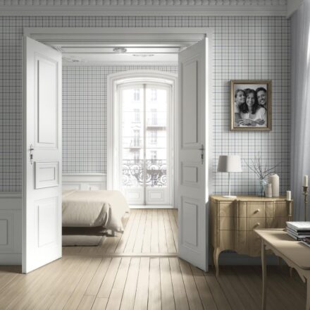 'Rock Way' Windowpane Checkered/ Plaid Wallpaper (Navy Blue/ White/ Taupe) - Image 4