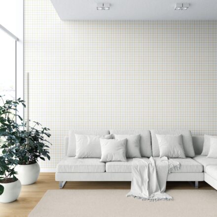 'Cloud Peak' Windowpane Checkered/ Plaid Wallpaper (Mustard Yellow/ White/ Taupe) - Image 6