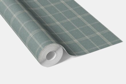 'Empire City' Geometric Plaid Checkered Wallpaper (Teal Blue/ Gray) - Image 3