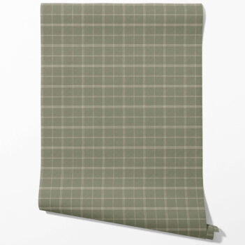 'Lapis Vibe' Geometric Plaid Checkered Wallpaper (Olive Green)