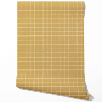 'Tortuga' Geometric Plaid Checkered Wallpaper (Mustard Yellow)
