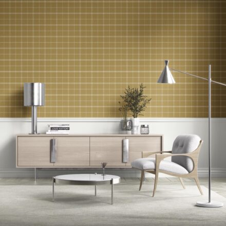 'Tortuga' Geometric Plaid Checkered Wallpaper (Mustard Yellow) - Image 2