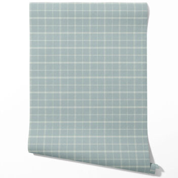'Morden' Geometric Plaid Checkered Wallpaper (Duck Egg Blue)