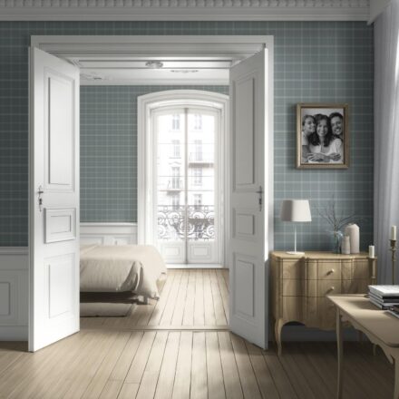 'Morden' Geometric Plaid Checkered Wallpaper (Duck Egg Blue) - Image 4