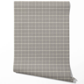 'Hobart' Neutral Geometric Plaid Checkered Wallpaper (Gray)