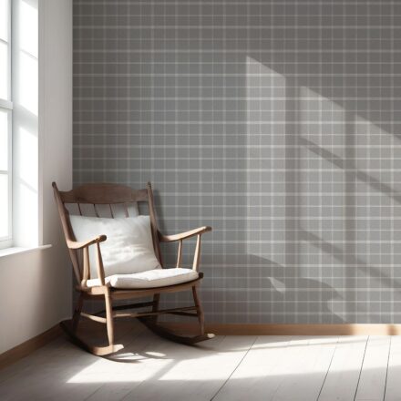 'Hobart' Neutral Geometric Plaid Checkered Wallpaper (Gray) - Image 5