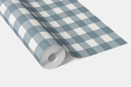 'Pixabay' Geometric Gingham Checkered Wallpaper (Navy Blue) - Image 4