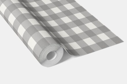 'Absicon' Neutral Geometric Gingham Checkered Wallpaper (Ash Gray) - Image 4