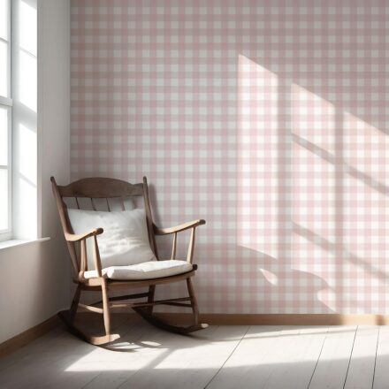'Delray' Geometric Gingham Checkered Wallpaper (Baby Pink) - Image 5