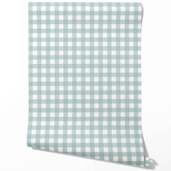 'Jack Pine' Geometric Gingham Checkered Wallpaper (Seafoam Blue)